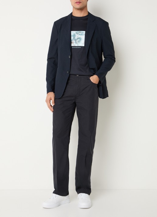 Armani Regular fit colbert met steekzakken en structuur - voorkant 2 donkerblauw