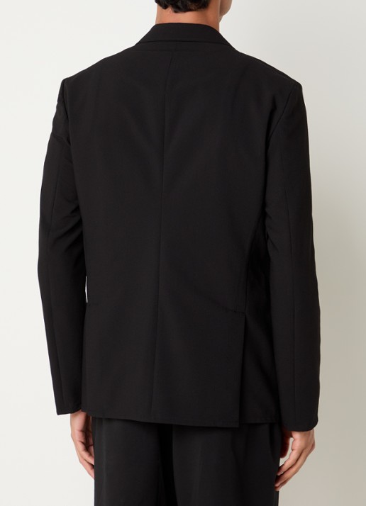 Armani Regular fit colbert van crêpe met paspelzakken - achterkant zwart