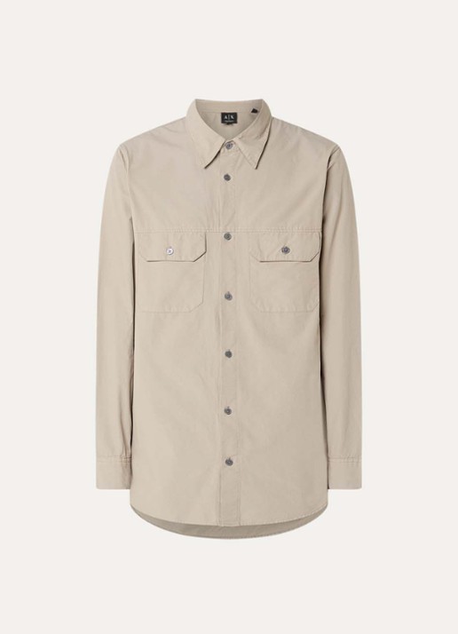 Armani Regular fit overhemd met borstzakken - voorkant khaki