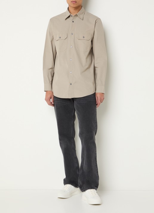 Armani Regular fit overhemd met borstzakken - voorkant 2 khaki