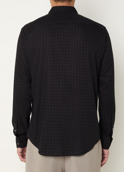 Armani Regular fit overhemd met flockprint - achterkant 4 zwart