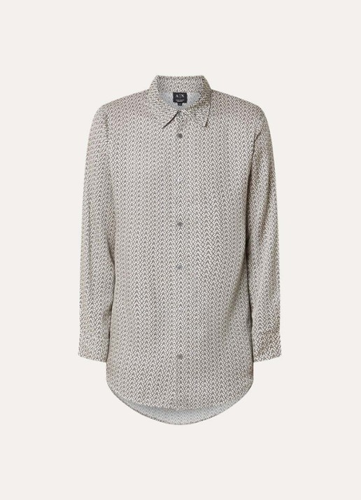 Armani Regular fit overhemd met grafische print - voorkant 2 creme