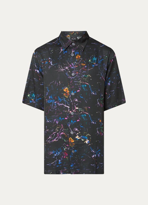 Armani Regular fit overhemd met grafische print - voorkant zwart