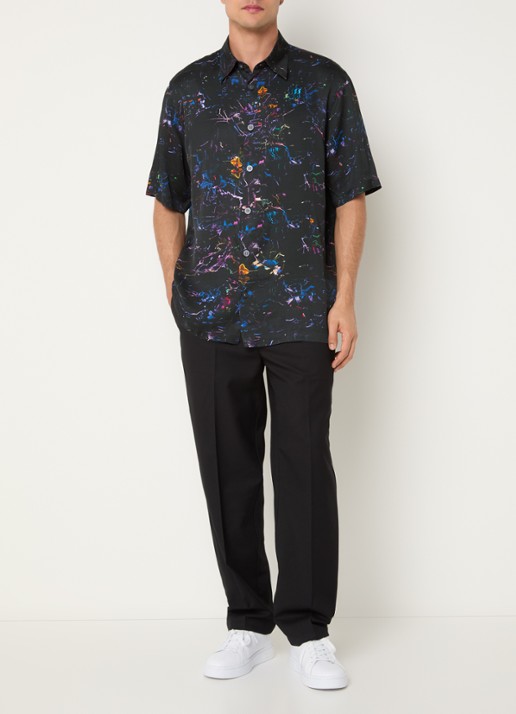 Armani Regular fit overhemd met grafische print - voorkant 2 zwart
