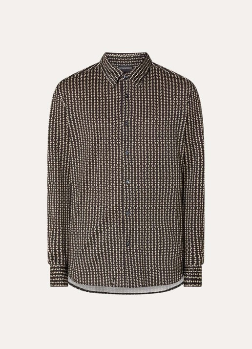 Armani Regular fit overhemd met grafische print - voorkant zwart
