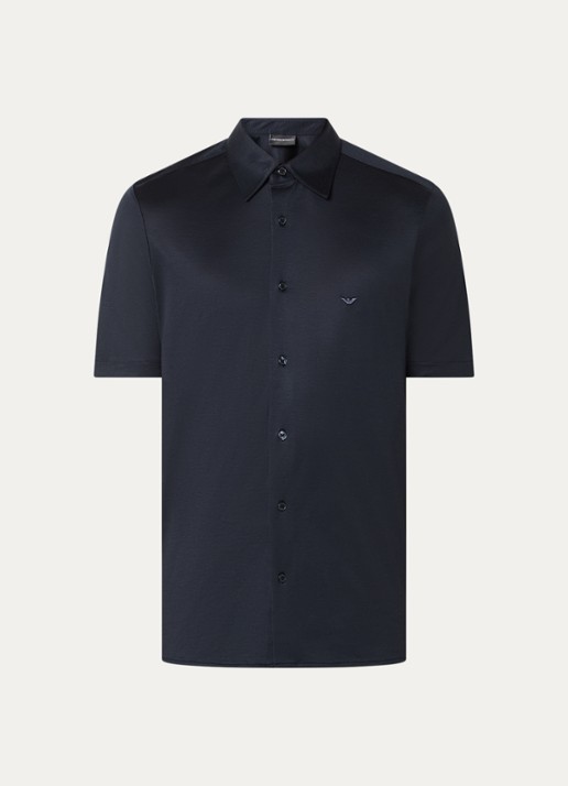 Armani Regular fit overhemd met logo - voorkant 3 donkerblauw