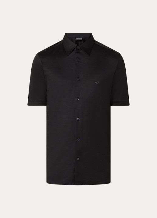 Armani Regular fit overhemd met logo - voorkant 3 zwart