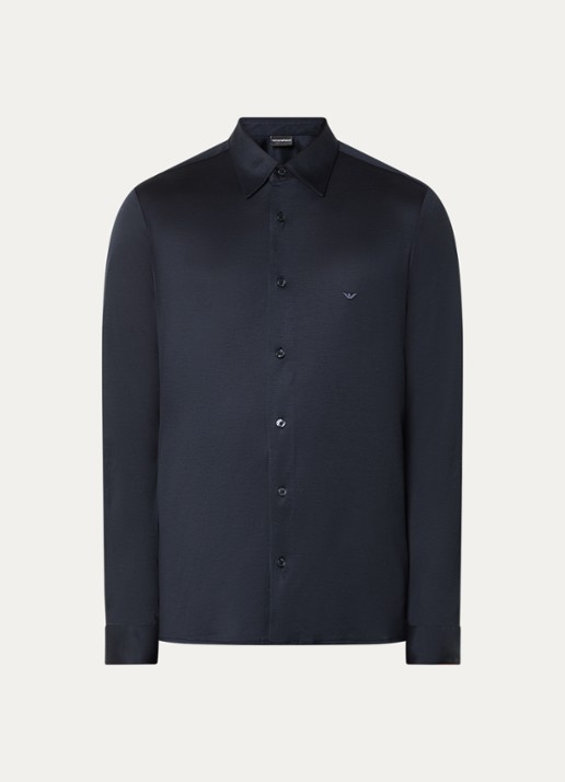 Armani Regular fit overhemd met logo - voorkant donkerblauw