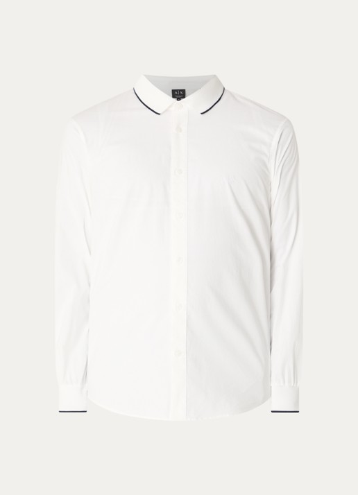 Armani Regular fit overhemd met logoborduring - voorkant wit