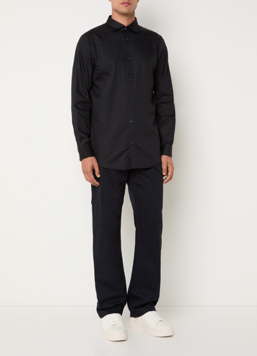 Armani Regular fit overhemd met logoprint  - voorkant 3 zwart