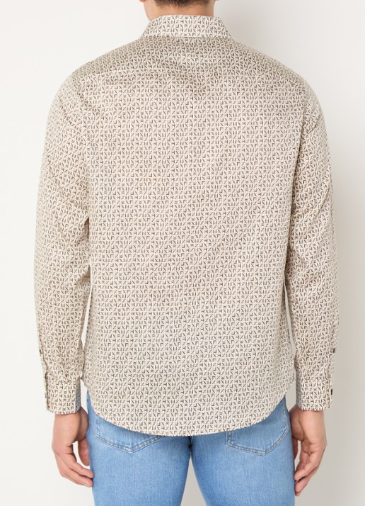 Armani Regular fit overhemd met logoprint - achterkant 2 donkerbeige