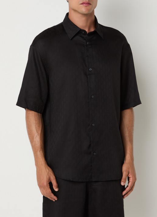 Armani Regular fit overhemd met logoprint - detail 2 zwart
