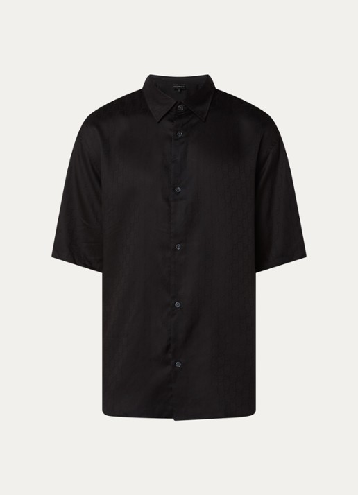 Armani Regular fit overhemd met logoprint - voorkant 3 zwart