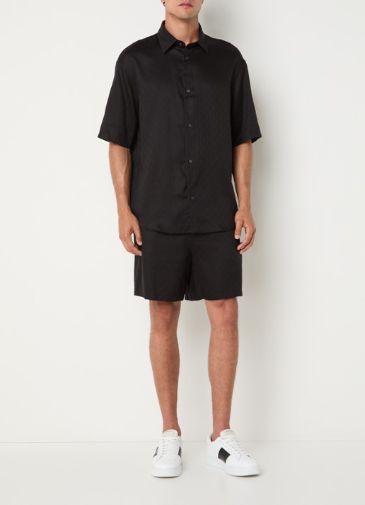 Armani Regular fit overhemd met logoprint - voorkant 4 zwart