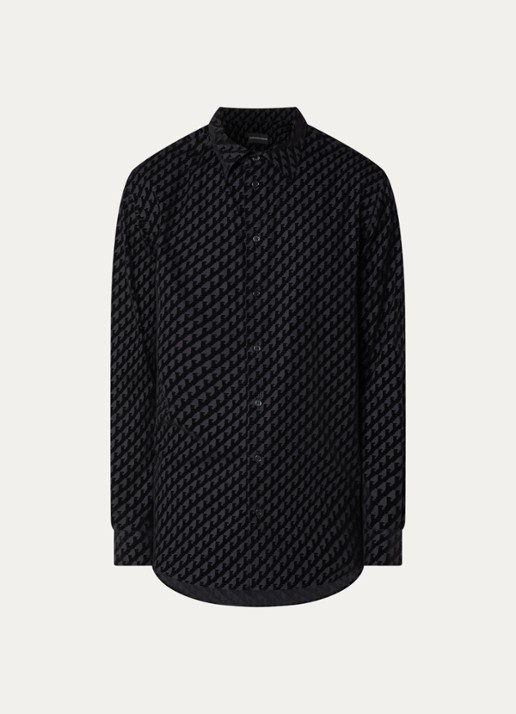 Armani Regular fit overhemd met logoprint - voorkant 3 zwart