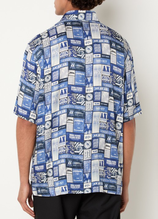 Armani Regular fit overhemd met print - achterkant blauw