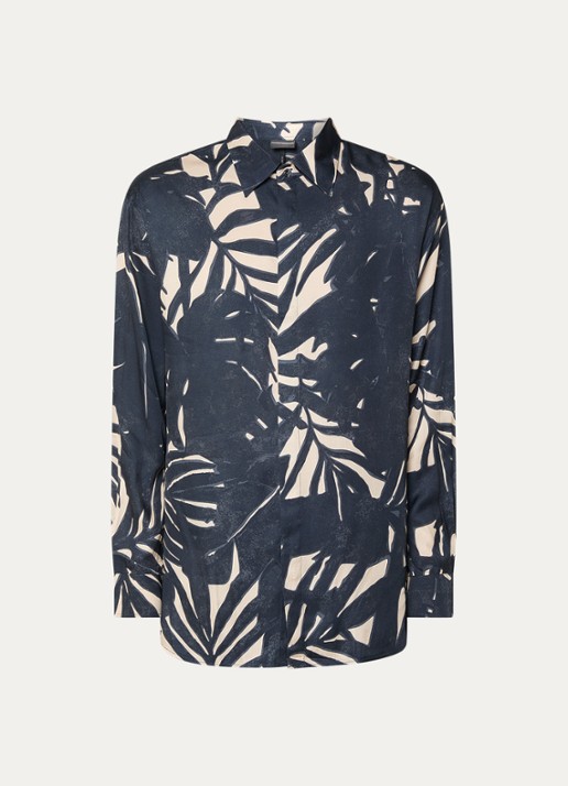 Armani Regular fit overhemd met print - voorkant donkerblauw