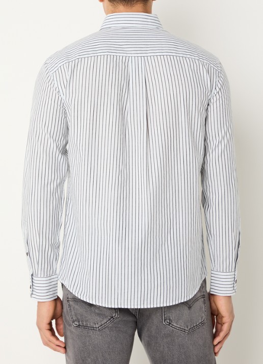 Armani Regular fit overhemd met streepprint en logo - achterkant 2 lichtblauw