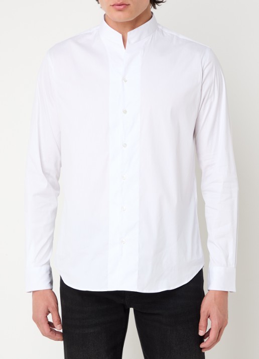 Armani Regular fit overhemd met stretch - detail 4 wit