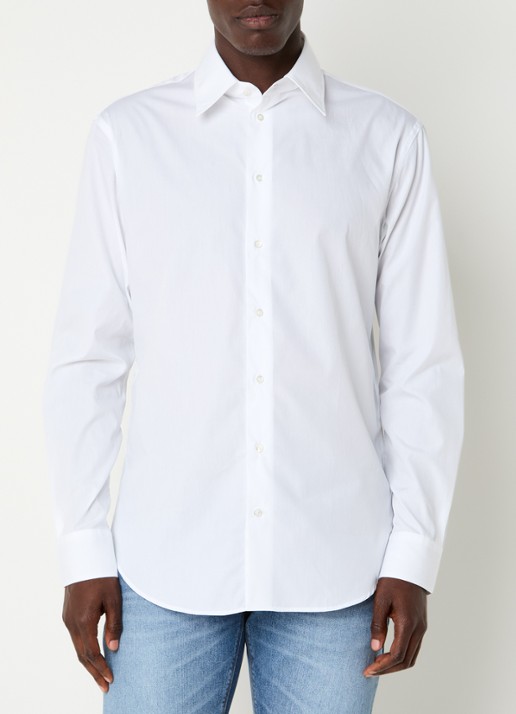 Armani Regular fit overhemd met stretch - detail 4 gebroken wit