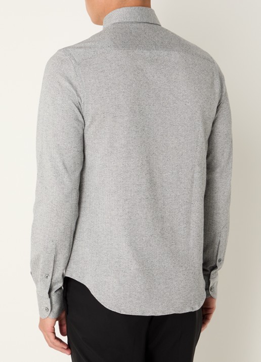 Armani Regular fit overhemd met stretch - achterkant grijs