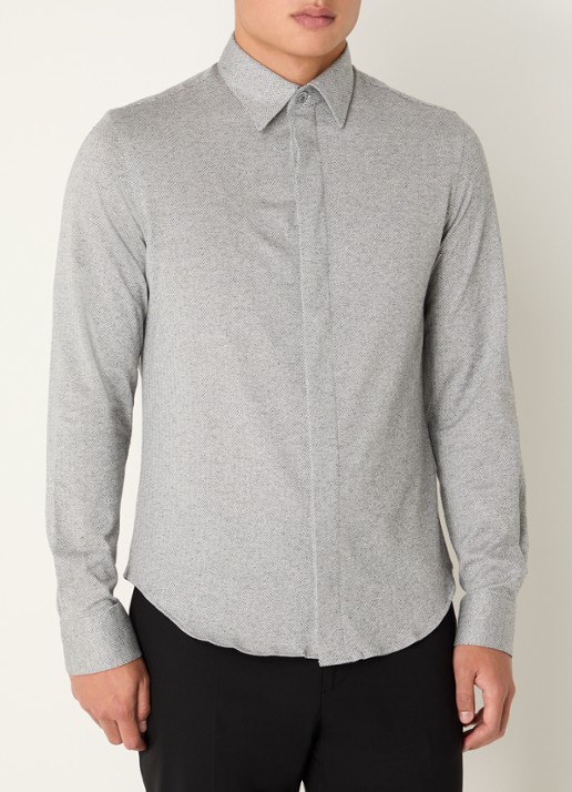 Armani Regular fit overhemd met stretch - detail 2 grijs