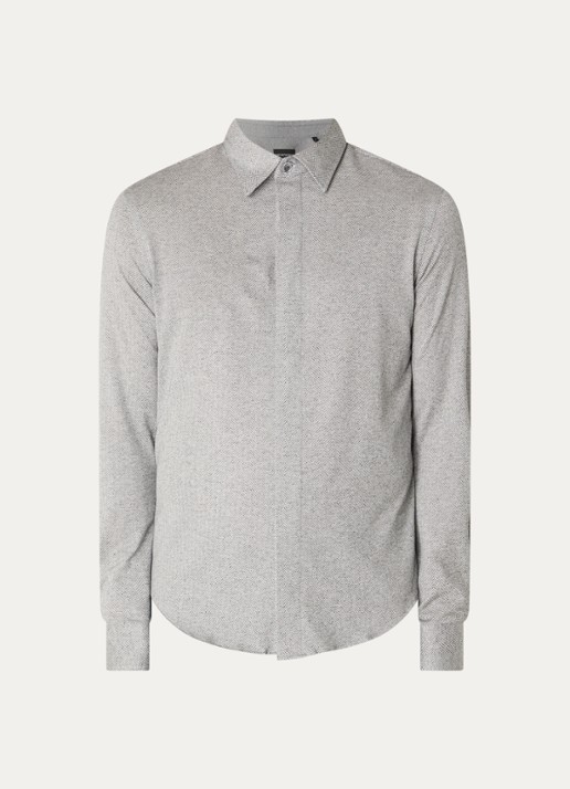 Armani Regular fit overhemd met stretch - voorkant 3 grijs