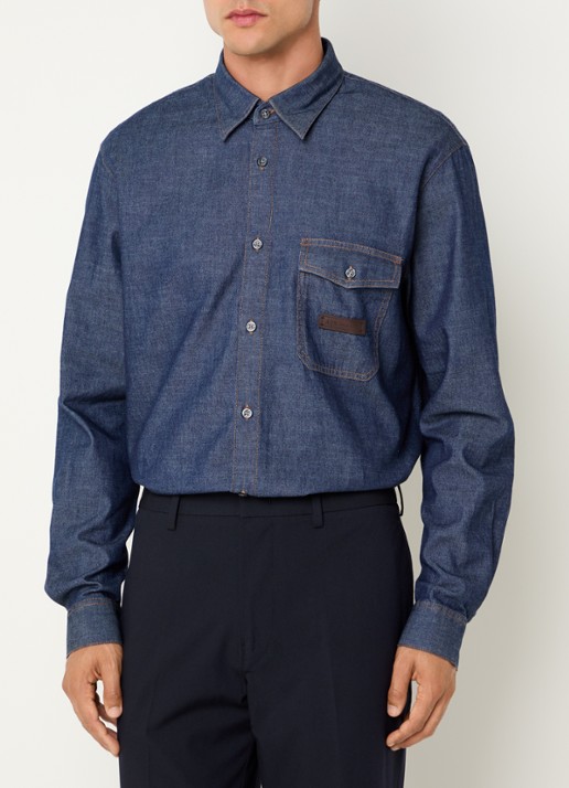 Armani Regular fit overhemd van chambray