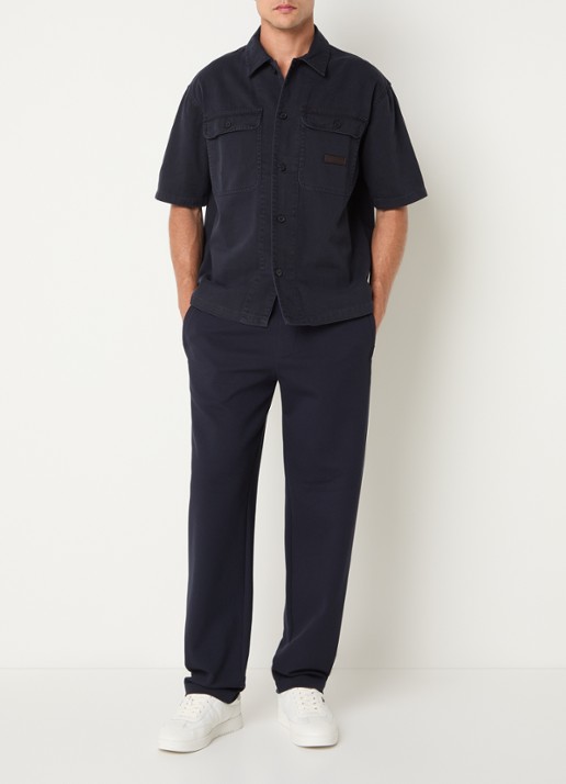 Armani Regular fit overhemd van denim met borstzak - voorkant 3 donkerblauw
