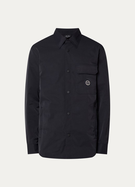 Armani Regular fit overshirt met borstzak - voorkant 3 donkerblauw