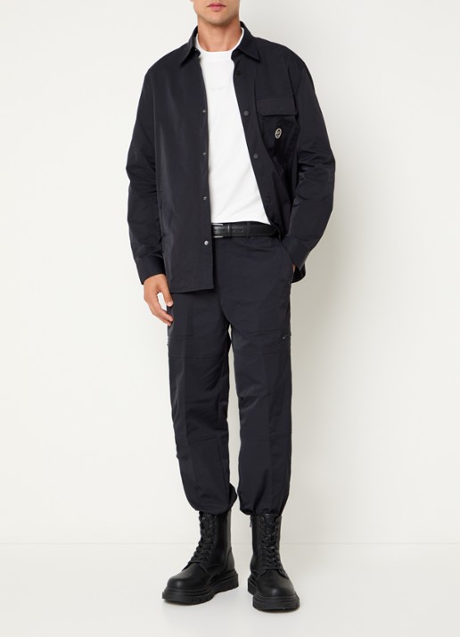 Armani Regular fit overshirt met borstzak - voorkant 4 donkerblauw