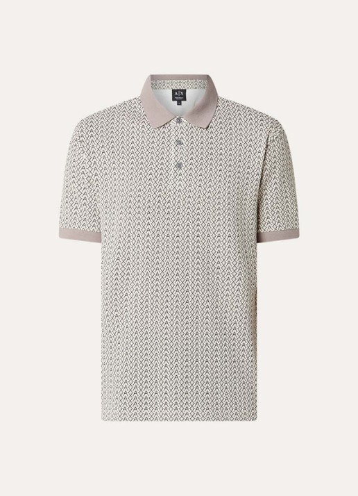 Armani Regular fit polo met grafische print - voorkant creme