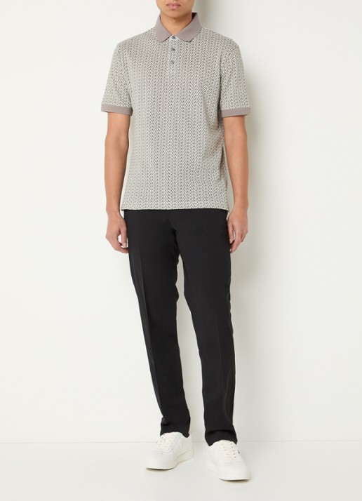 Armani Regular fit polo met grafische print - voorkant 2 creme