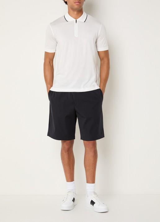 Armani Regular fit polo met halve rits - voorkant 2 wit