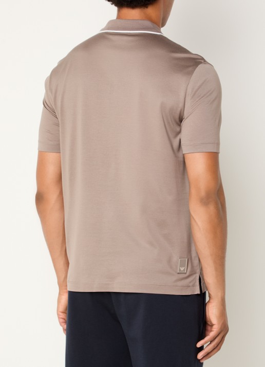 Armani Regular fit polo met halve rits - achterkant 4 lichtbruin