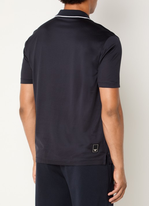Armani Regular fit polo met halve rits - achterkant 4 donkerblauw