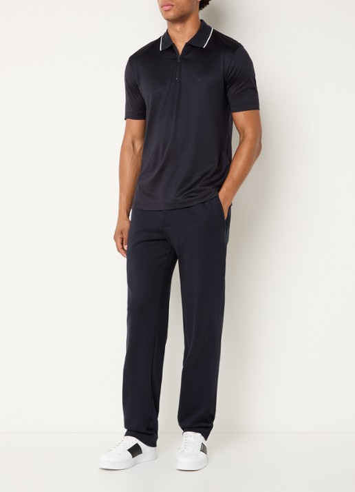 Armani Regular fit polo met halve rits - voorkant 3 donkerblauw