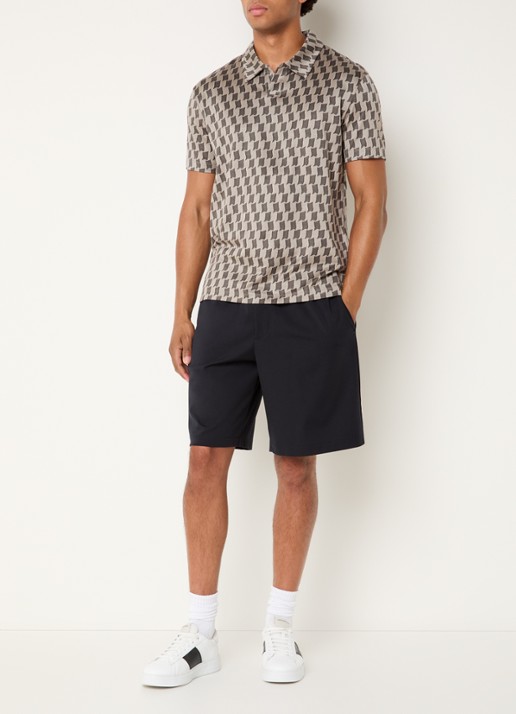 Armani Regular fit polo met jacquard dessin - voorkant 3 olijfgroen