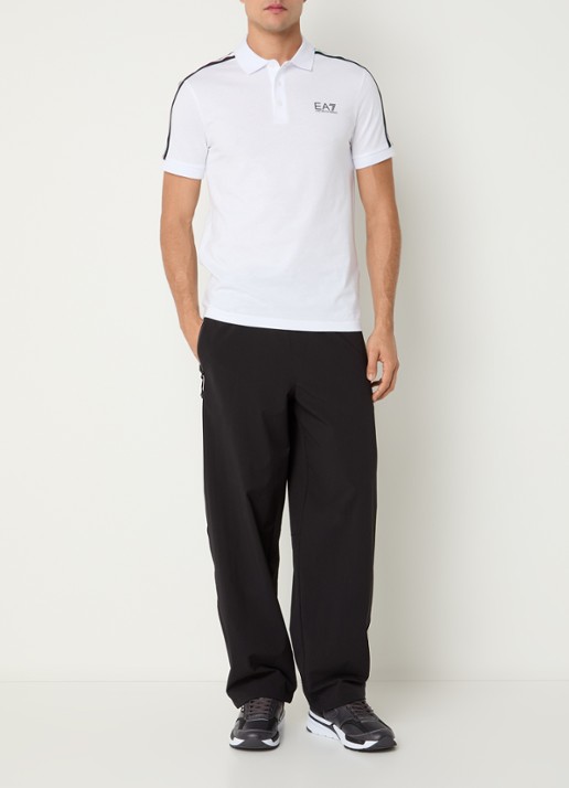 Armani Regular fit polo met logo- en backprint - voorkant 4 wit