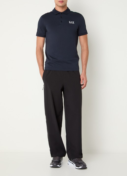 Armani Regular fit polo met logo- en backprint - voorkant 3 indigo