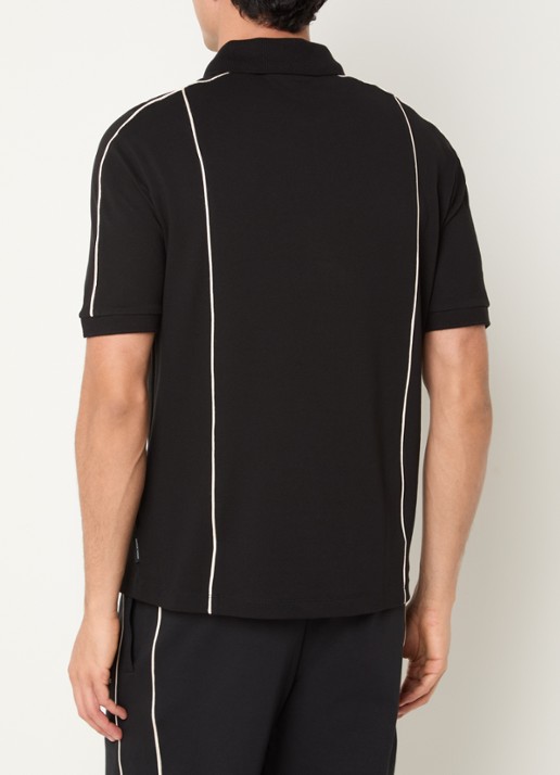Armani Regular fit polo met logo en halve rits - achterkant 4 zwart