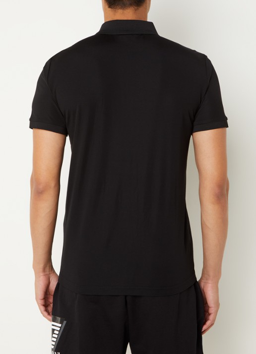 Armani Regular fit polo met logo en halve rits - achterkant zwart