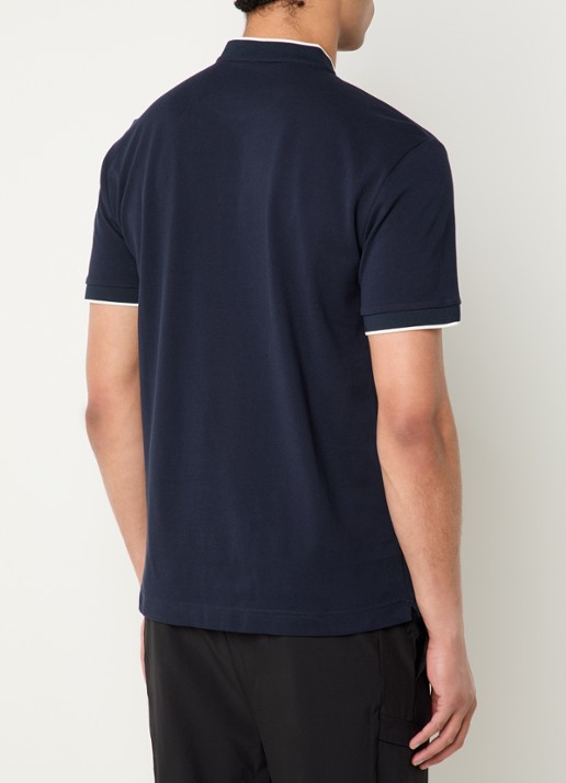 Armani Regular fit polo met logo en halve rits - achterkant 2 donkerblauw