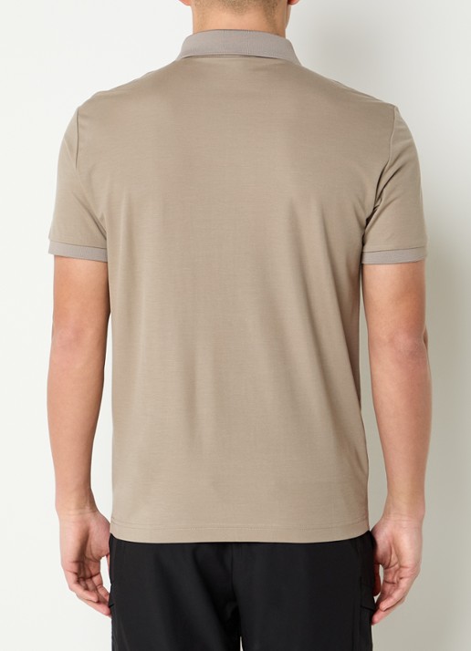 Armani Regular fit polo met logo en halve rits - achterkant 4 beige