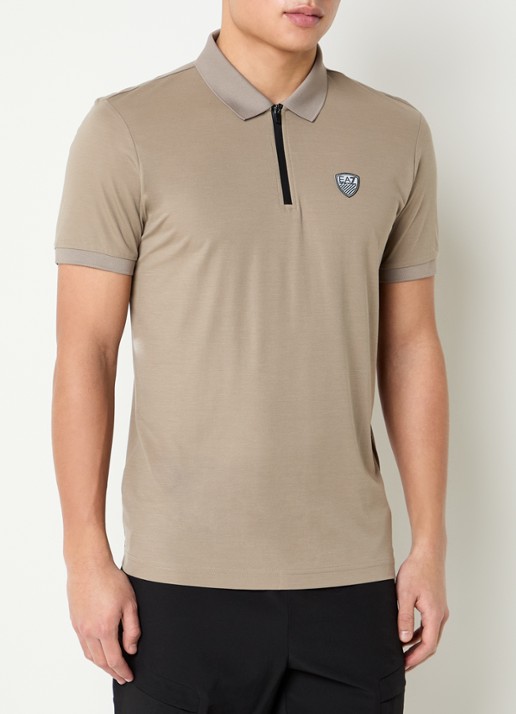 Armani Regular fit polo met logo en halve rits