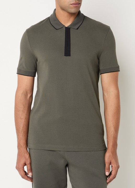 Armani Regular fit polo met logo - detail bronsgroen