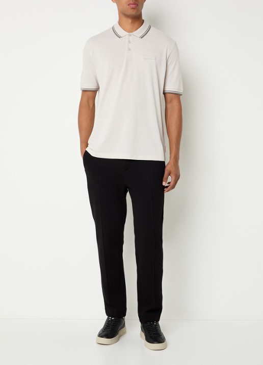 Armani Regular fit polo met logo - voorkant 4 creme