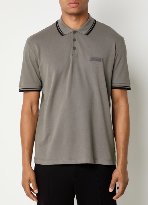 Armani Regular fit polo met logo - detail 4 grijs