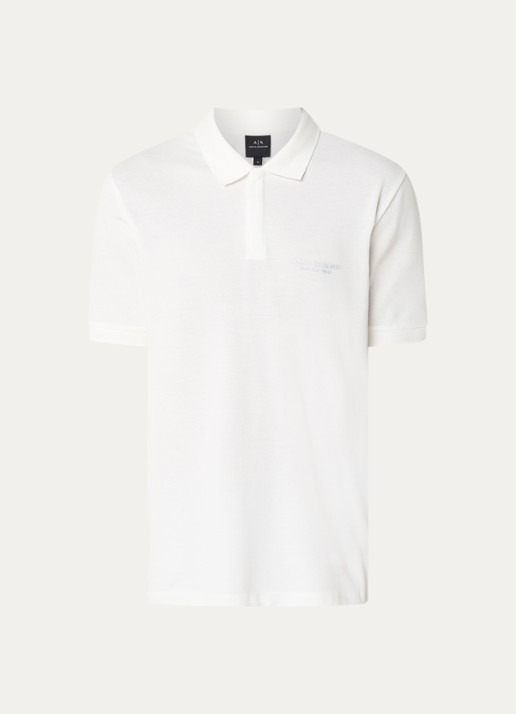 Armani Regular fit polo met logo - voorkant 2 gebroken wit