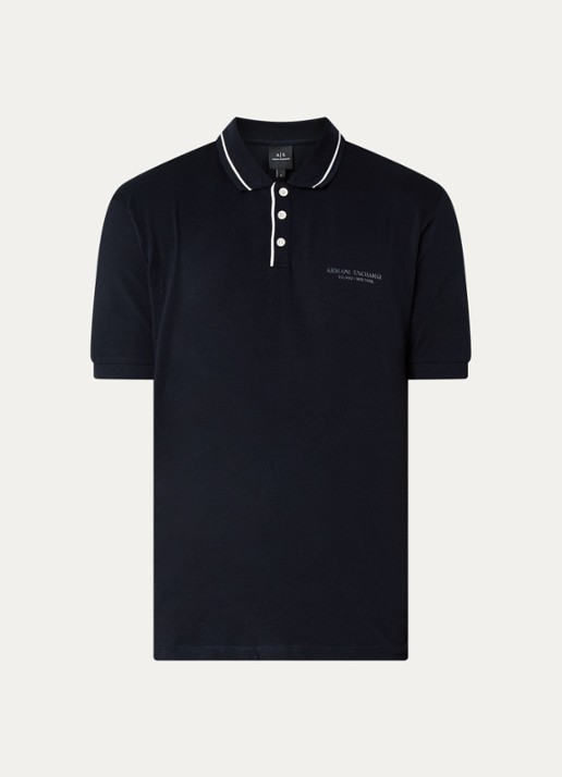 Armani Regular fit polo met logo - voorkant donkerblauw